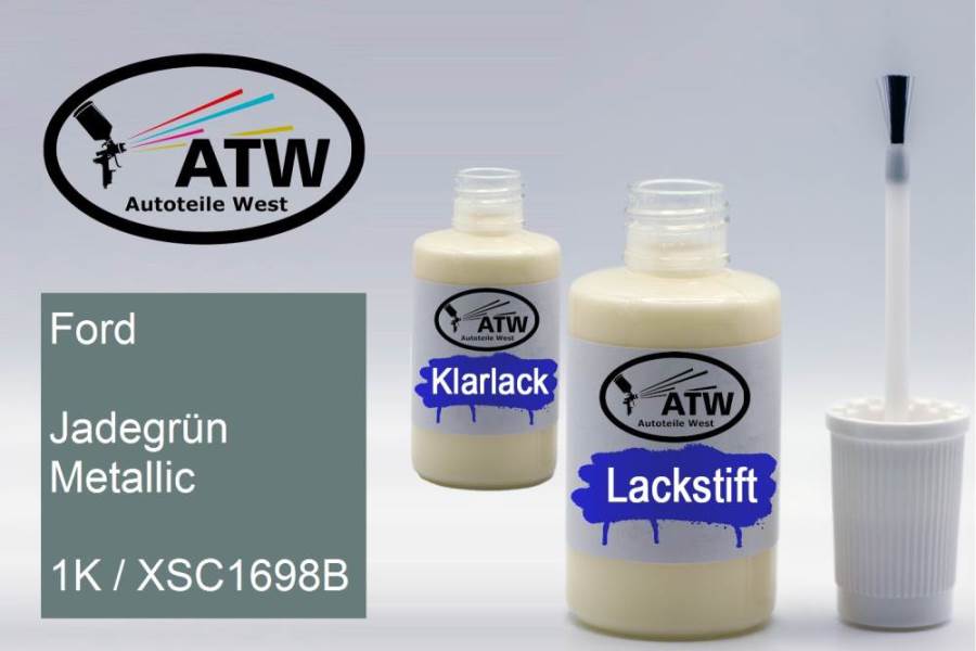 Ford, Jadegrün Metallic, 1K / XSC1698B: 20ml Lackstift + 20ml Klarlack - Set, von ATW Autoteile West.